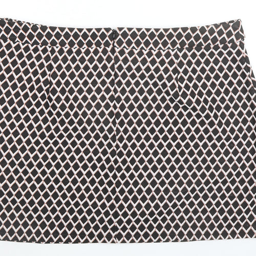 Marks and Spencer Womens Black Argyle/Diamond Polyester A-Line Skirt Size 22 Zip