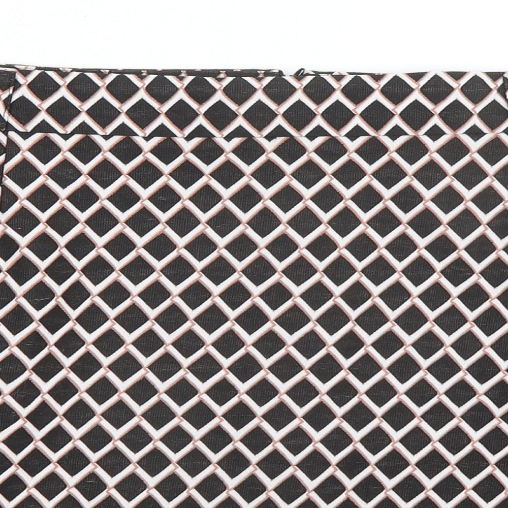 Marks and Spencer Womens Black Argyle/Diamond Polyester A-Line Skirt Size 22 Zip