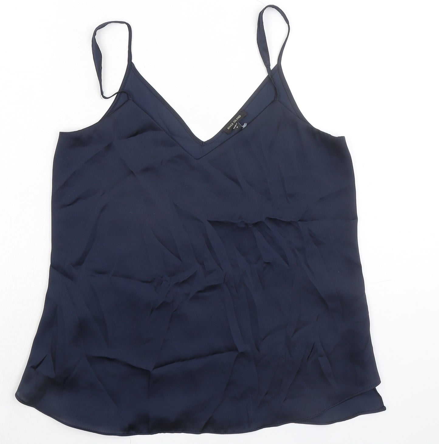 River Island Womens Blue Polyester Basic Tank Size 8 V-Neck