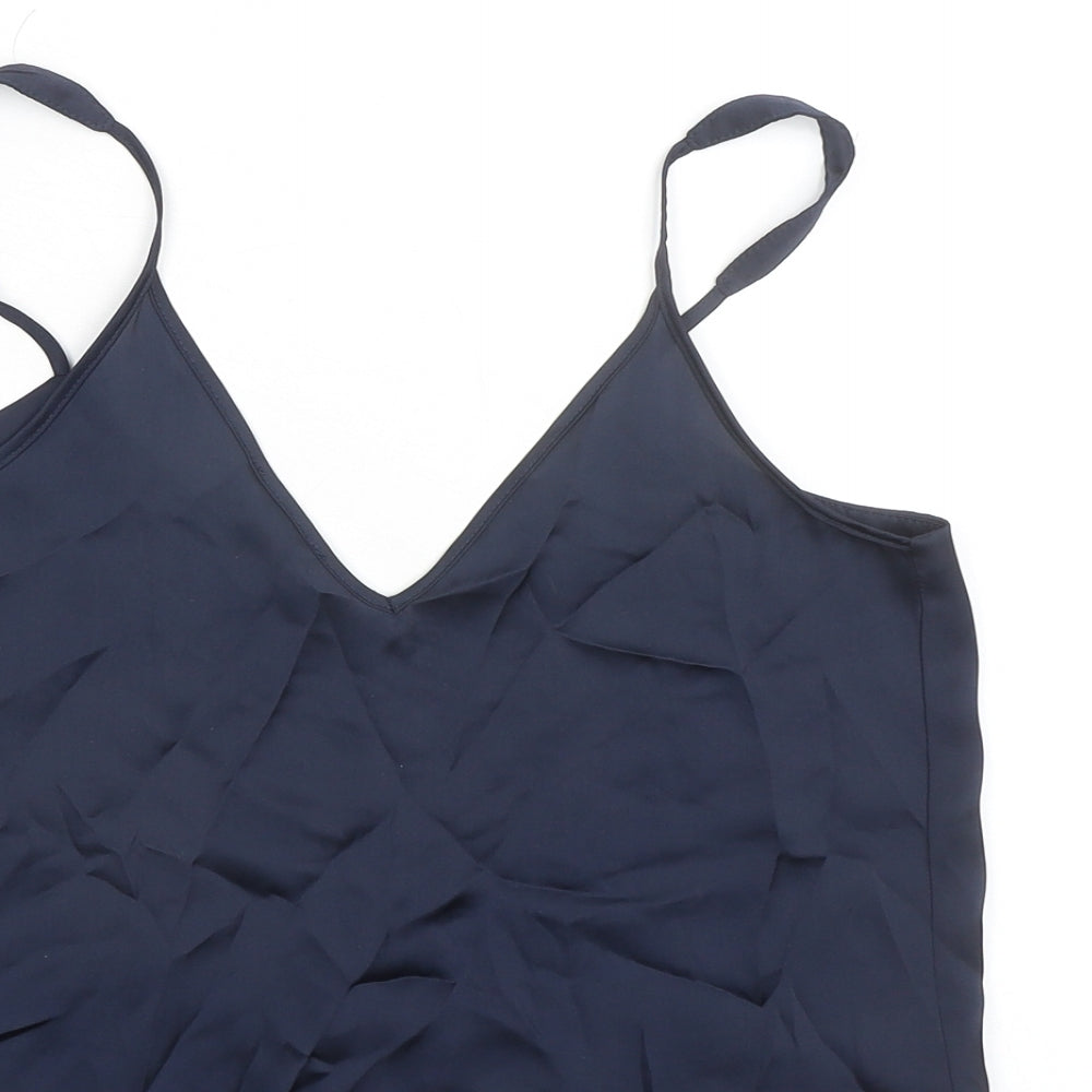 River Island Womens Blue Polyester Basic Tank Size 8 V-Neck