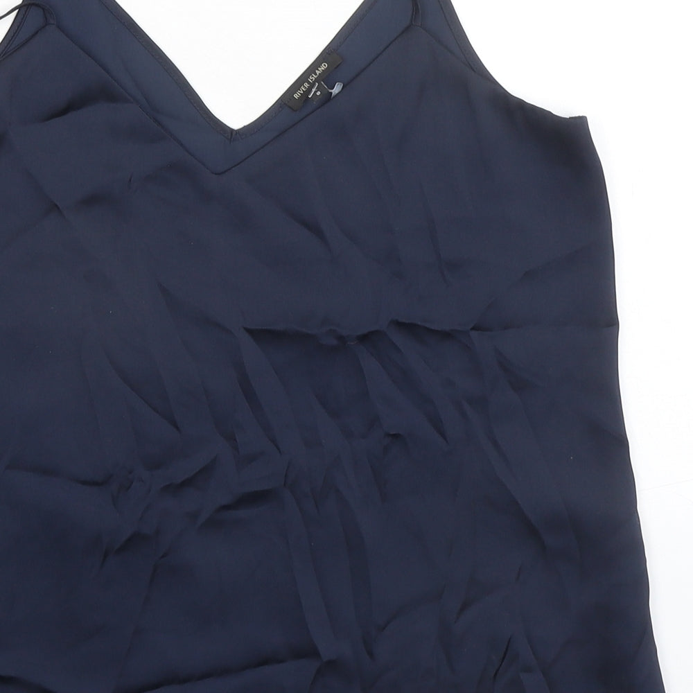 River Island Womens Blue Polyester Basic Tank Size 8 V-Neck