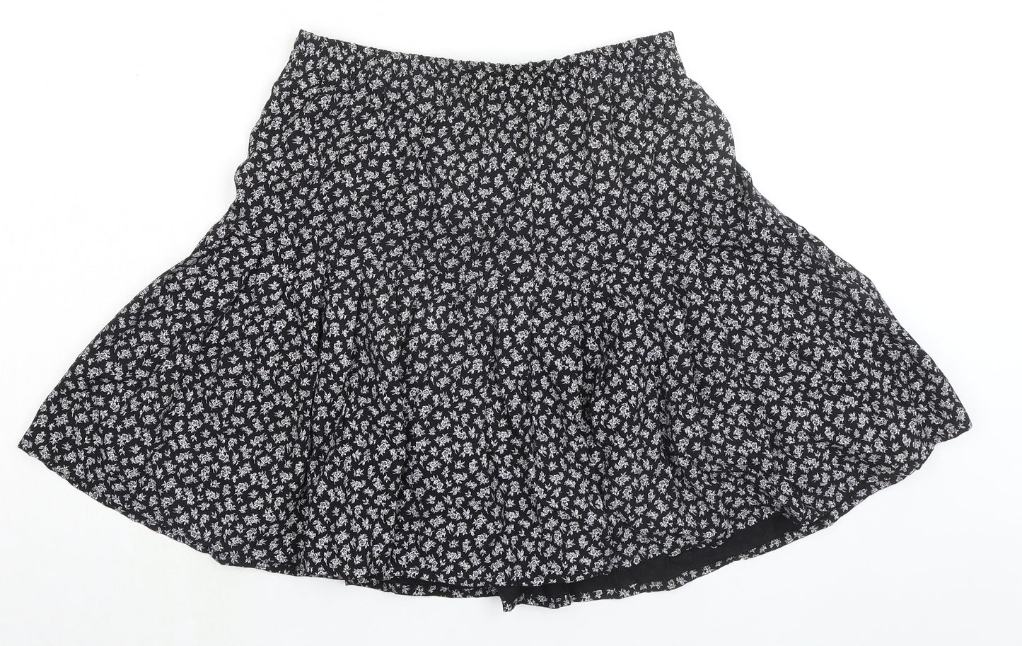 ORSAY Womens Black Floral Viscose Skater Skirt Size L