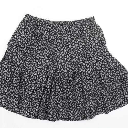 ORSAY Womens Black Floral Viscose Skater Skirt Size L