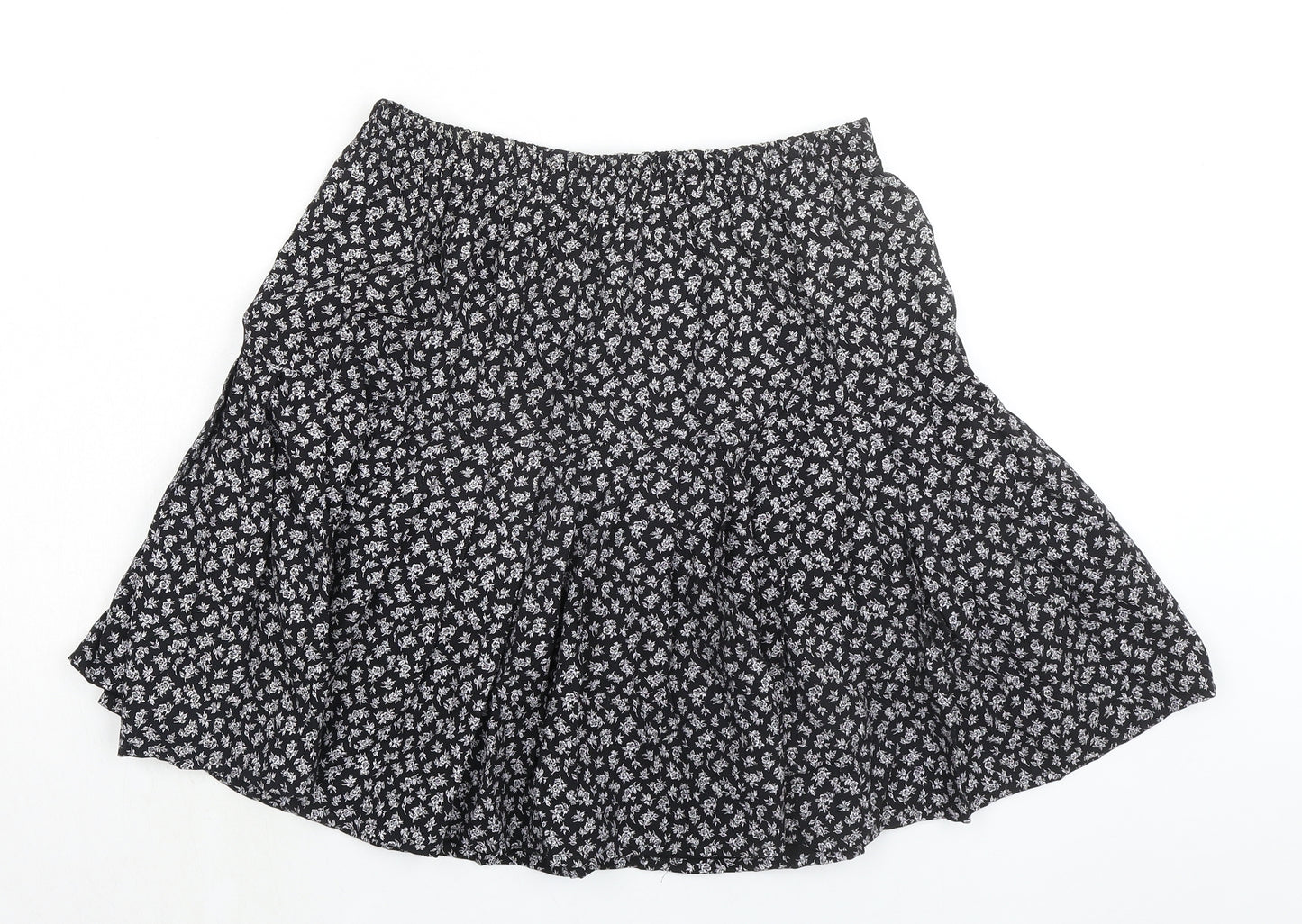 ORSAY Womens Black Floral Viscose Skater Skirt Size L