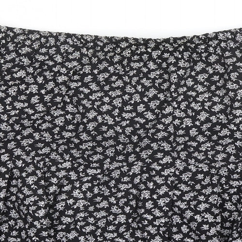 ORSAY Womens Black Floral Viscose Skater Skirt Size L
