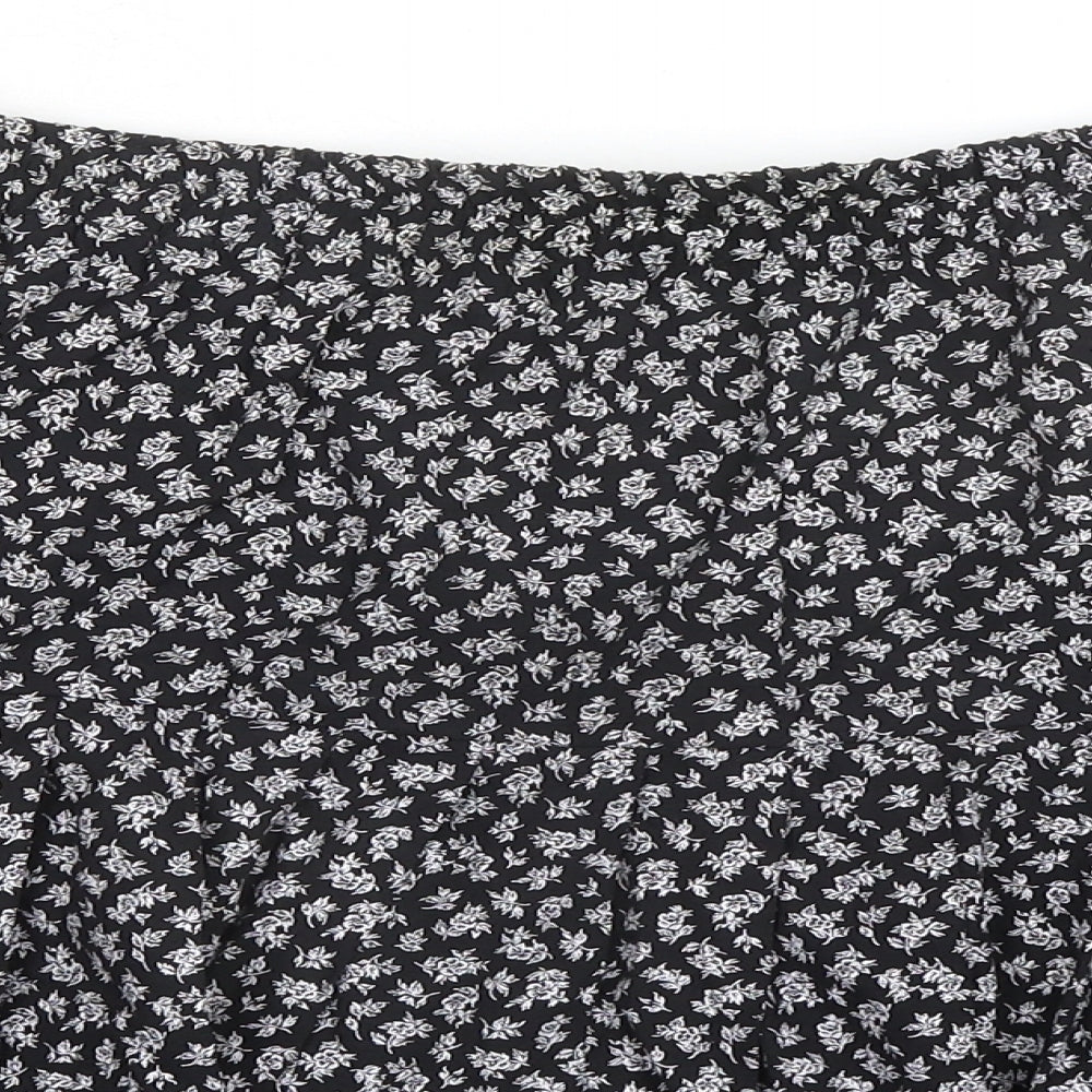 ORSAY Womens Black Floral Viscose Skater Skirt Size L
