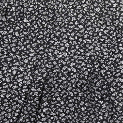 ORSAY Womens Black Floral Viscose Skater Skirt Size L