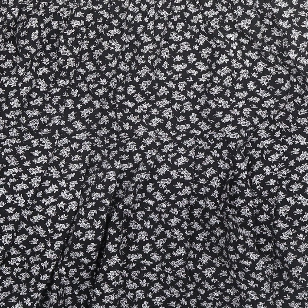 ORSAY Womens Black Floral Viscose Skater Skirt Size L