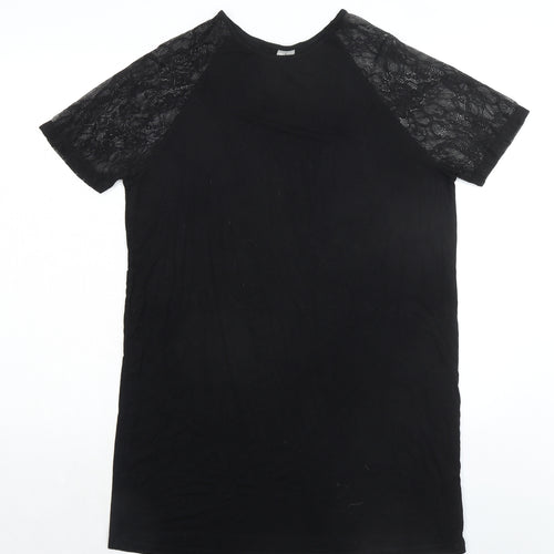 ASOS Womens Black Viscose T-Shirt Dress Size 10 Round Neck Pullover