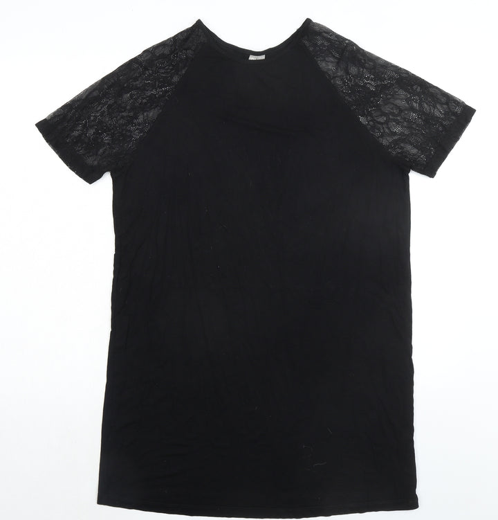 ASOS Womens Black Viscose T-Shirt Dress Size 10 Round Neck Pullover