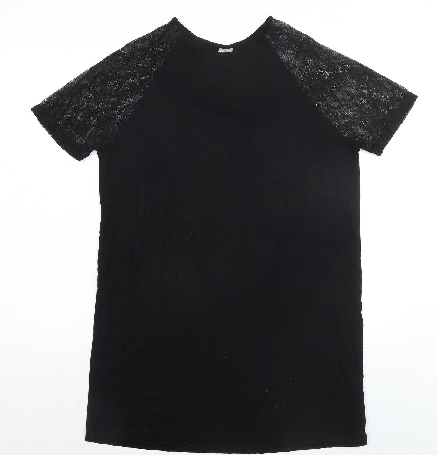 ASOS Womens Black Viscose T-Shirt Dress Size 10 Round Neck Pullover