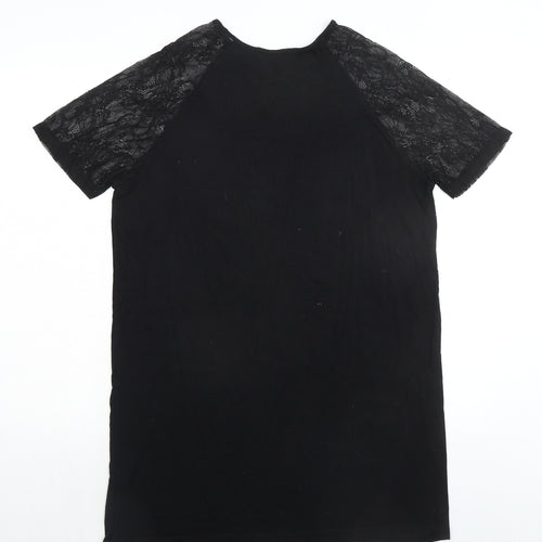 ASOS Womens Black Viscose T-Shirt Dress Size 10 Round Neck Pullover