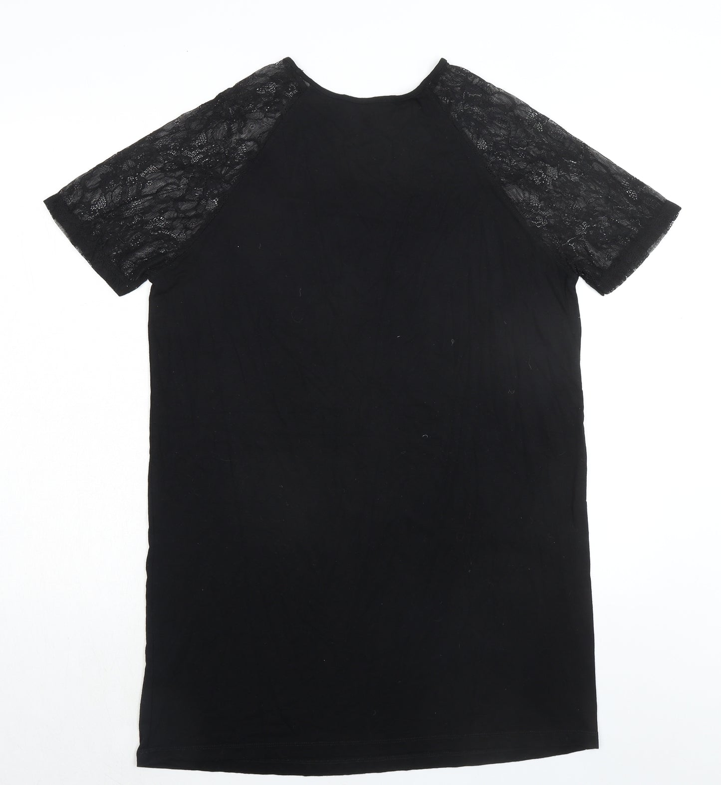 ASOS Womens Black Viscose T-Shirt Dress Size 10 Round Neck Pullover