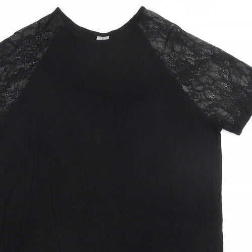 ASOS Womens Black Viscose T-Shirt Dress Size 10 Round Neck Pullover