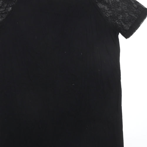 ASOS Womens Black Viscose T-Shirt Dress Size 10 Round Neck Pullover