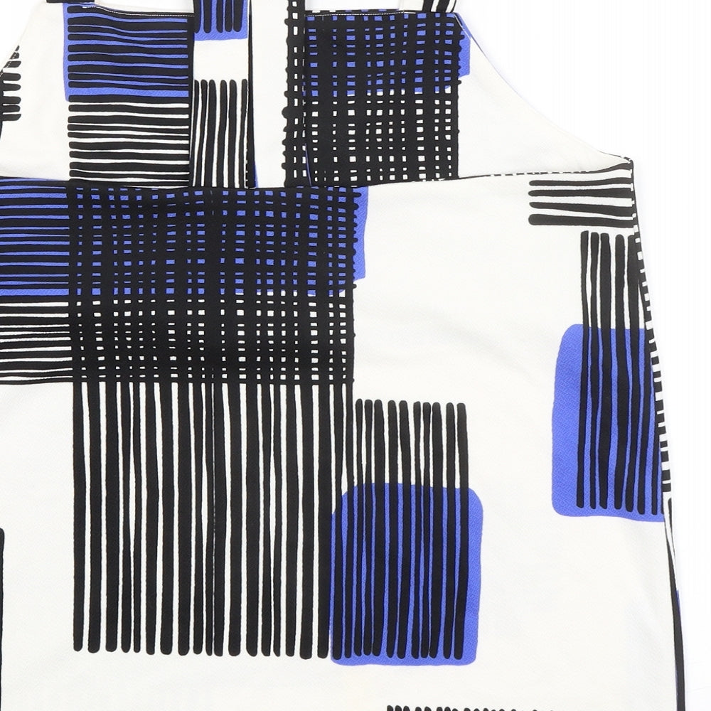 NEXT Womens Ivory Geometric Polyester Basic Tank Size 12 Round Neck