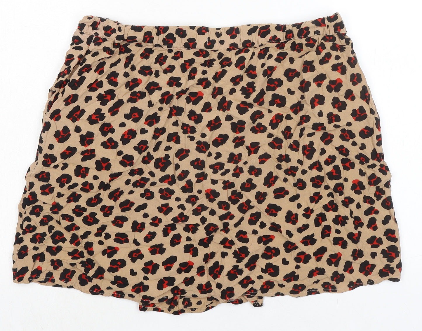 Garcia Womens Beige Animal Print Viscose Mini Skirt Size M Button - Leopard pattern