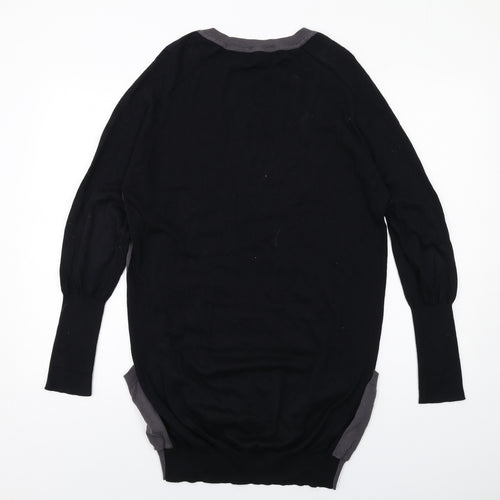 Topshop Womens Black Colourblock Cotton Jumper Dress Size 10 Round Neck Pullover