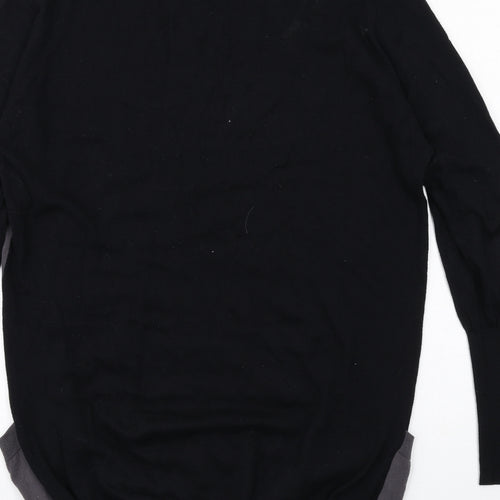 Topshop Womens Black Colourblock Cotton Jumper Dress Size 10 Round Neck Pullover