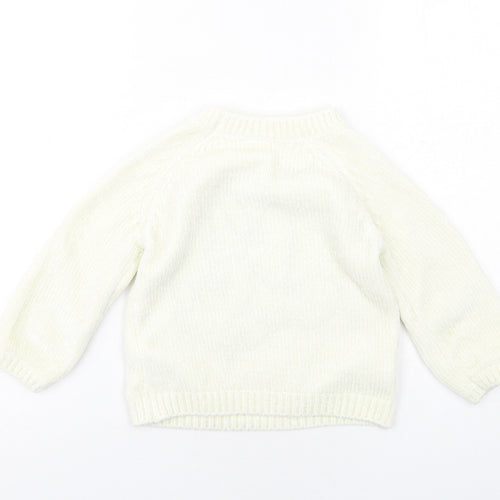 Disney Girls Ivory Round Neck Polyester Pullover Jumper Size 3-4 Years Pullover - Minnie Mouse