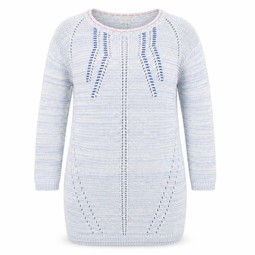 Indigo Womens Blue Cotton Jumper Dress Size 16 Round Neck Pullover
