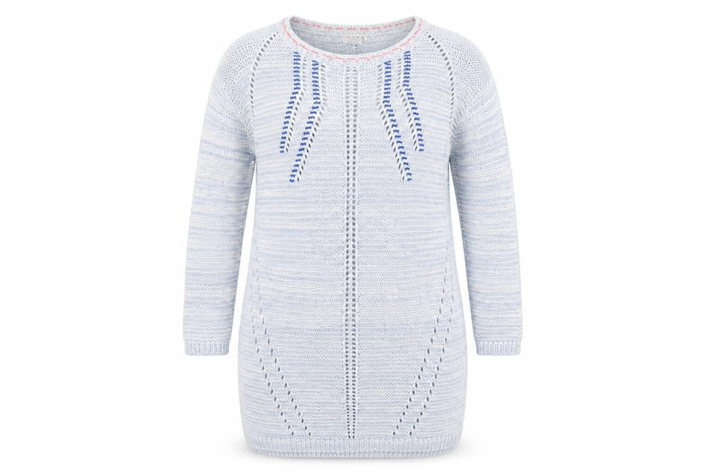 Indigo Womens Blue Cotton Jumper Dress Size 16 Round Neck Pullover