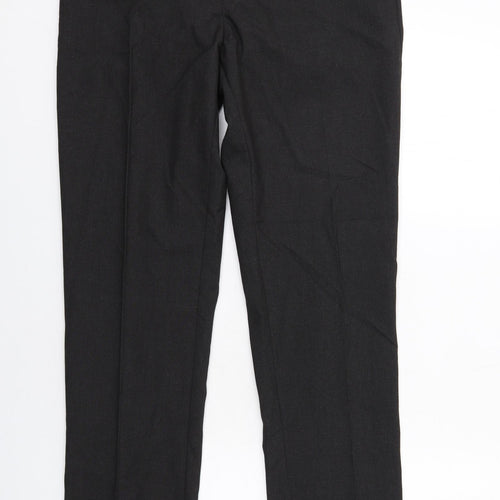 Marks and Spencer Mens Grey Polyester Dress Pants Trousers Size 34 in L30 in Regular Zip