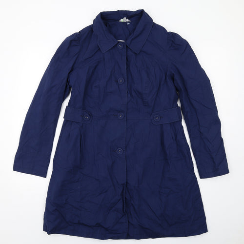 Marks and Spencer Womens Blue Pea Coat Coat Size 12 Button