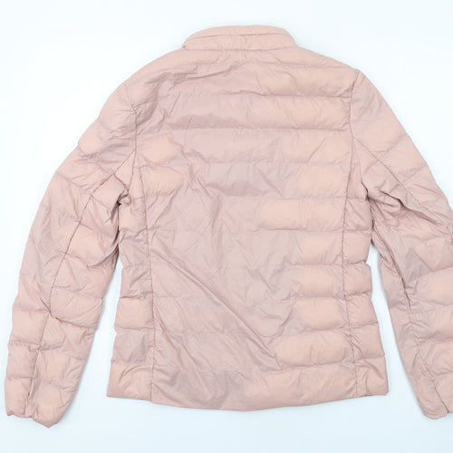 Marks and Spencer Womens Pink Quilted Jacket Size 10 Zip