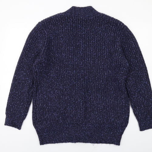 Marks and Spencer Womens Blue V-Neck Polyester Cardigan Jumper Size M