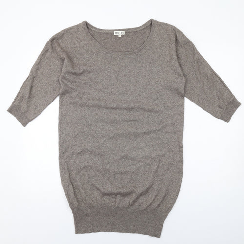 Reiss Womens Brown Viscose Jumper Dress Size M Round Neck Pullover