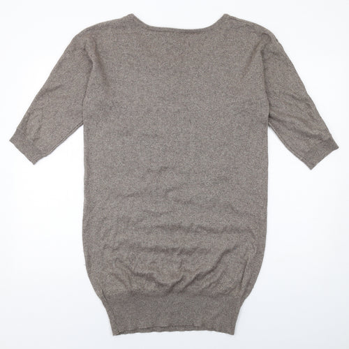 Reiss Womens Brown Viscose Jumper Dress Size M Round Neck Pullover