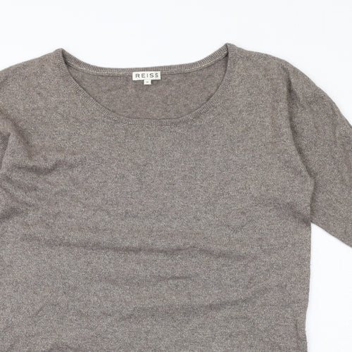 Reiss Womens Brown Viscose Jumper Dress Size M Round Neck Pullover