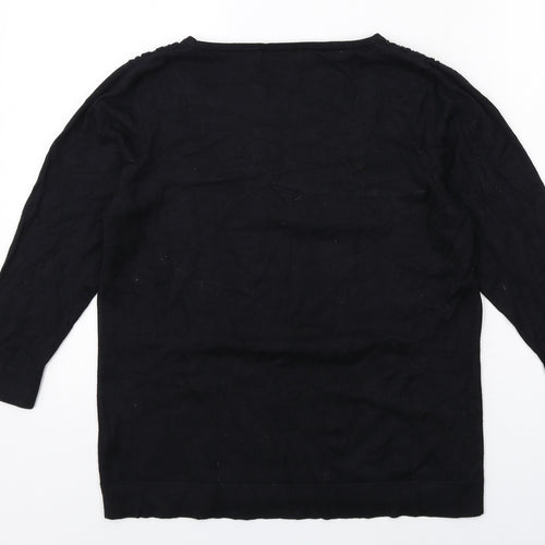 Per Una Womens Black Round Neck Viscose Pullover Jumper Size 14