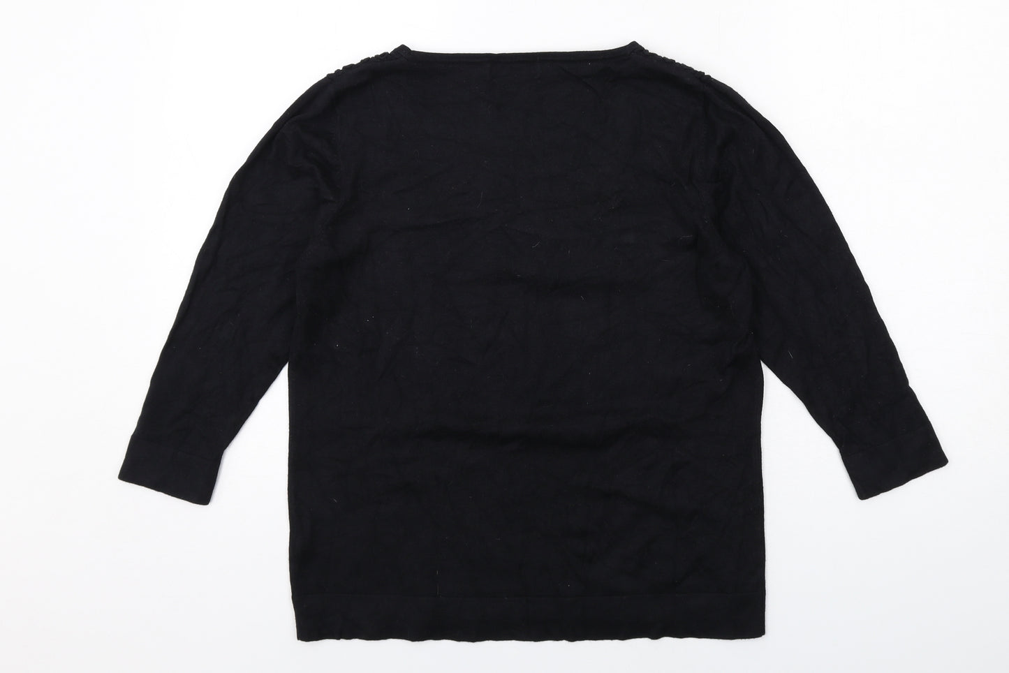 Per Una Womens Black Round Neck Viscose Pullover Jumper Size 14