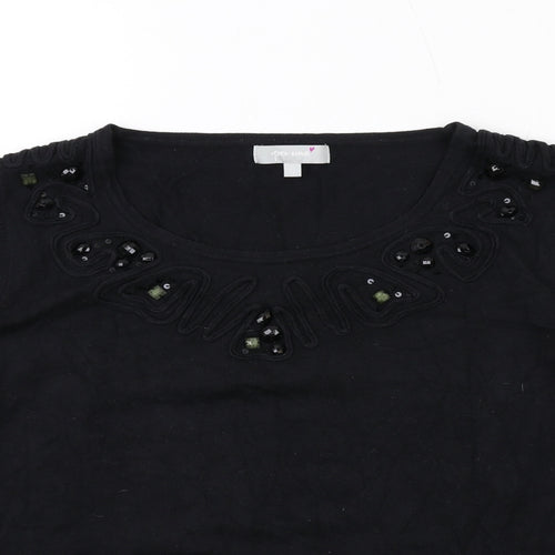 Per Una Womens Black Round Neck Viscose Pullover Jumper Size 14