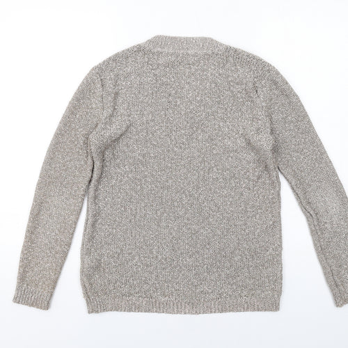 Marks and Spencer Womens Beige V-Neck Cotton Pullover Jumper Size 12