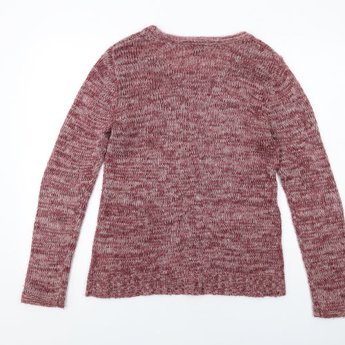 Cotton Traders Womens Pink Round Neck Acrylic Pullover Jumper Size 10 - Size 10-12