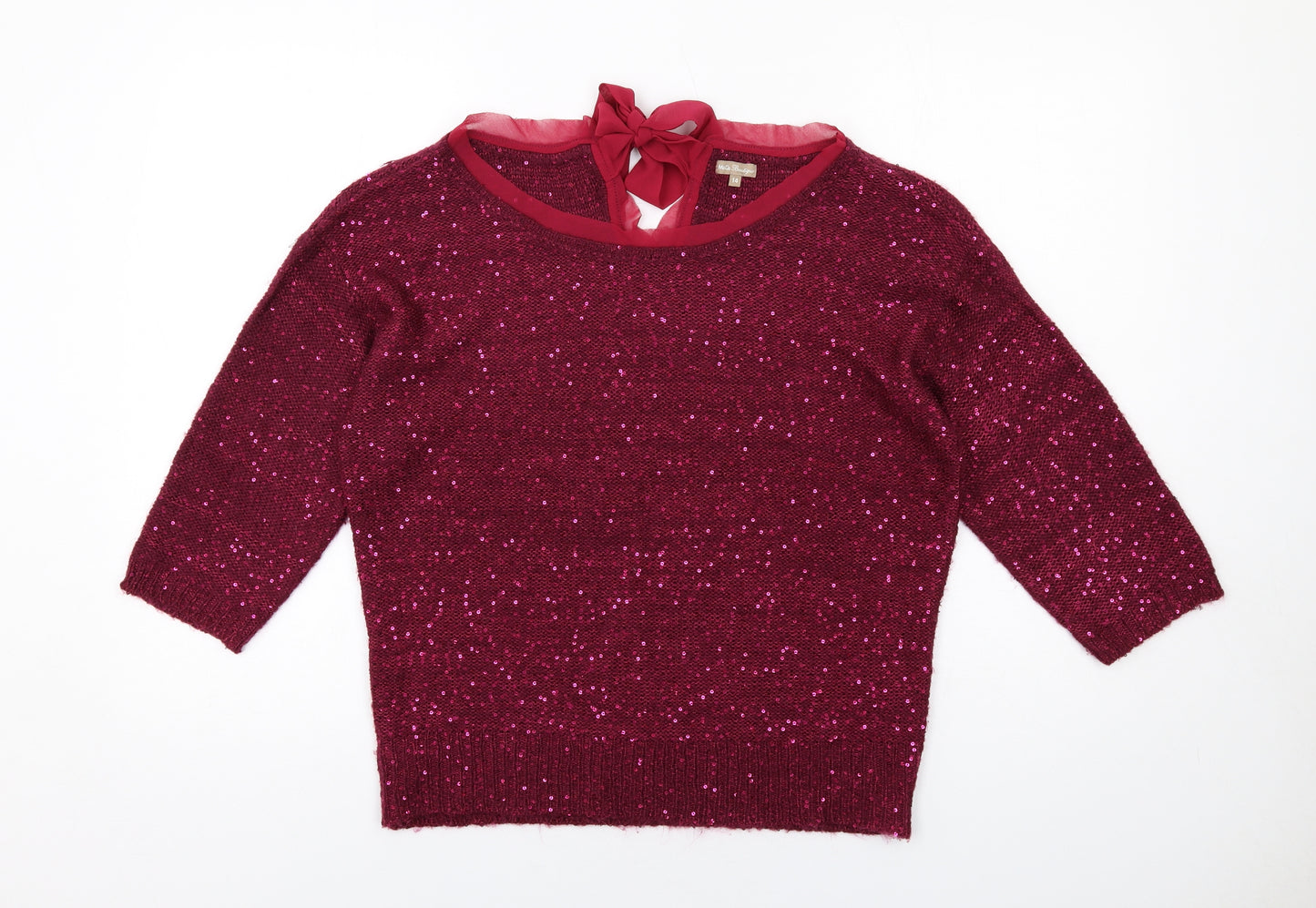 M&Co Womens Pink Round Neck Polyester Pullover Jumper Size 14