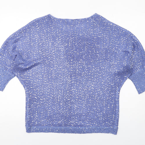 M&Co Womens Blue Round Neck Polyester Pullover Jumper Size 18