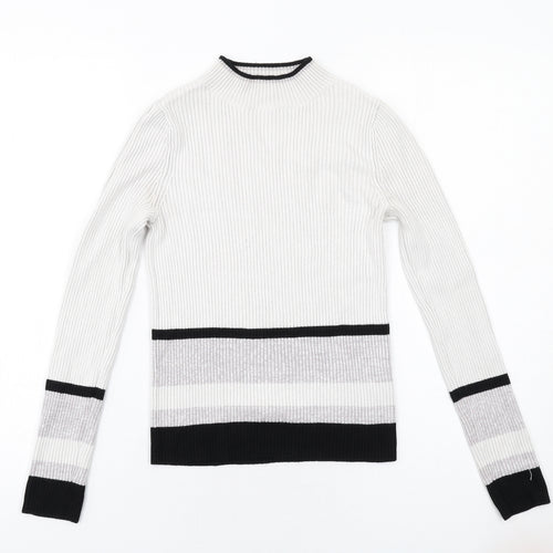 Miss Selfridge Womens White Mock Neck Viscose Pullover Jumper Size 10