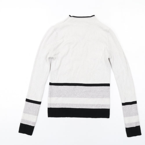 Miss Selfridge Womens White Mock Neck Viscose Pullover Jumper Size 10