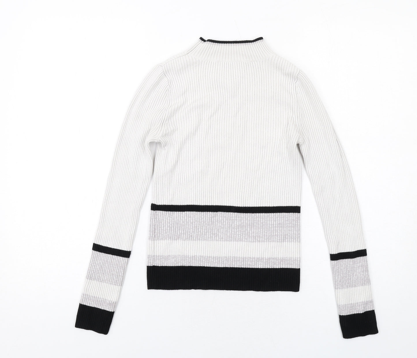 Miss Selfridge Womens White Mock Neck Viscose Pullover Jumper Size 10