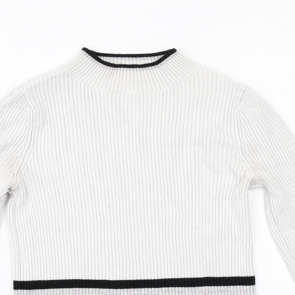 Miss Selfridge Womens White Mock Neck Viscose Pullover Jumper Size 10