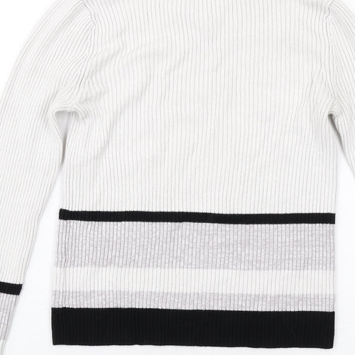 Miss Selfridge Womens White Mock Neck Viscose Pullover Jumper Size 10