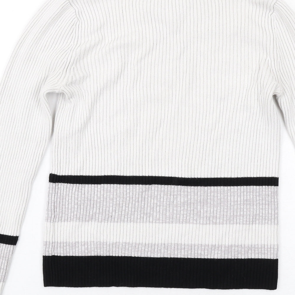 Miss Selfridge Womens White Mock Neck Viscose Pullover Jumper Size 10