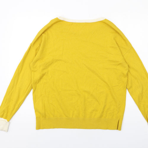 Boden Womens Yellow Round Neck Cotton Pullover Jumper Size L