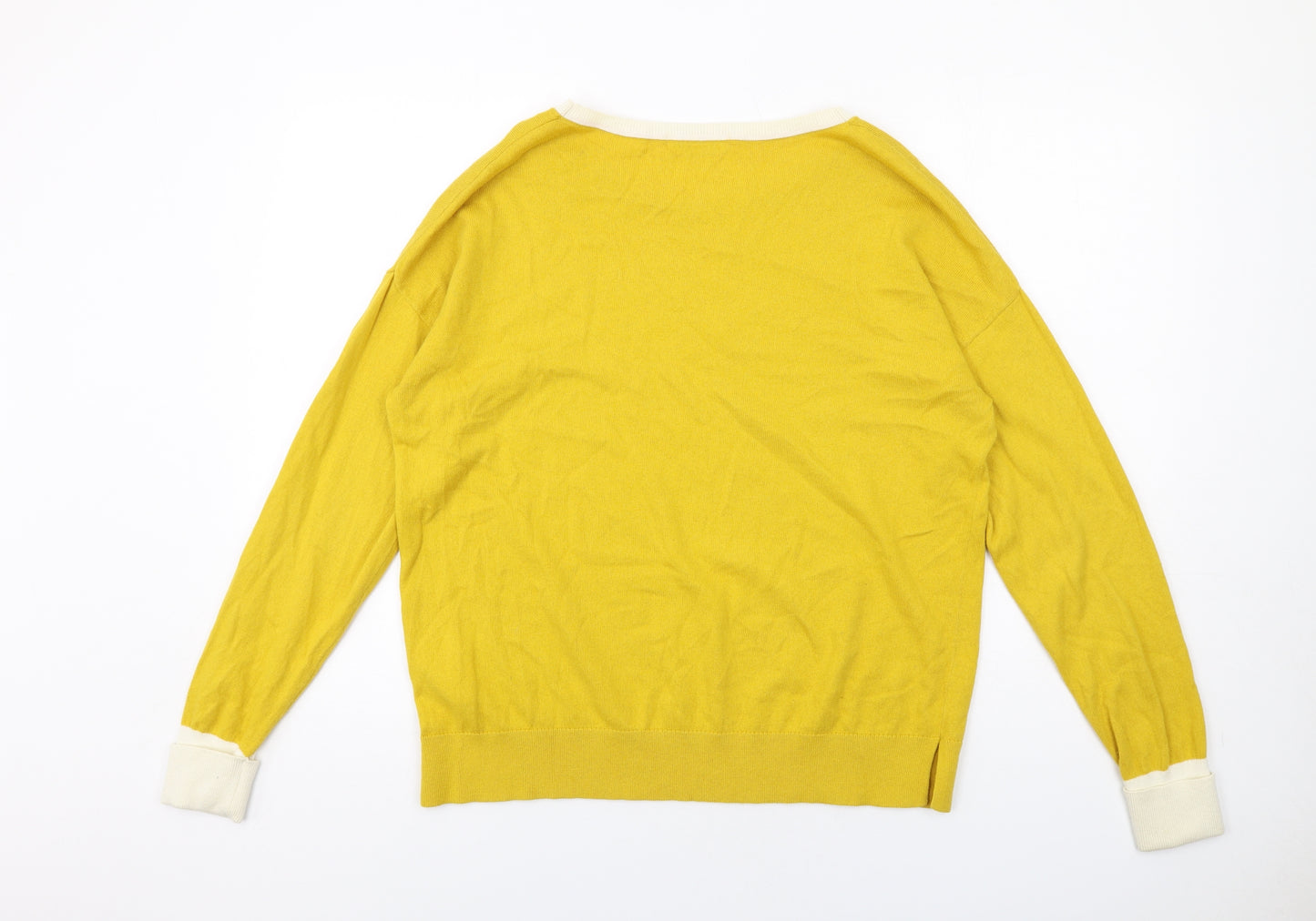 Boden Womens Yellow Round Neck Cotton Pullover Jumper Size L