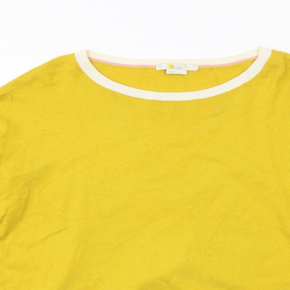 Boden Womens Yellow Round Neck Cotton Pullover Jumper Size L