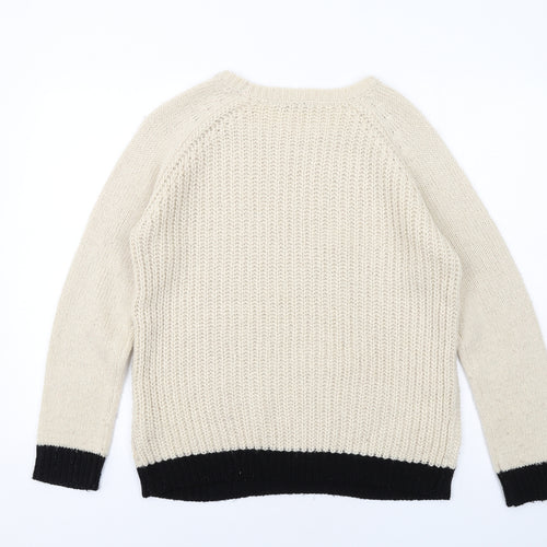Dorothy Perkins Womens Ivory Round Neck Acrylic Pullover Jumper Size 12